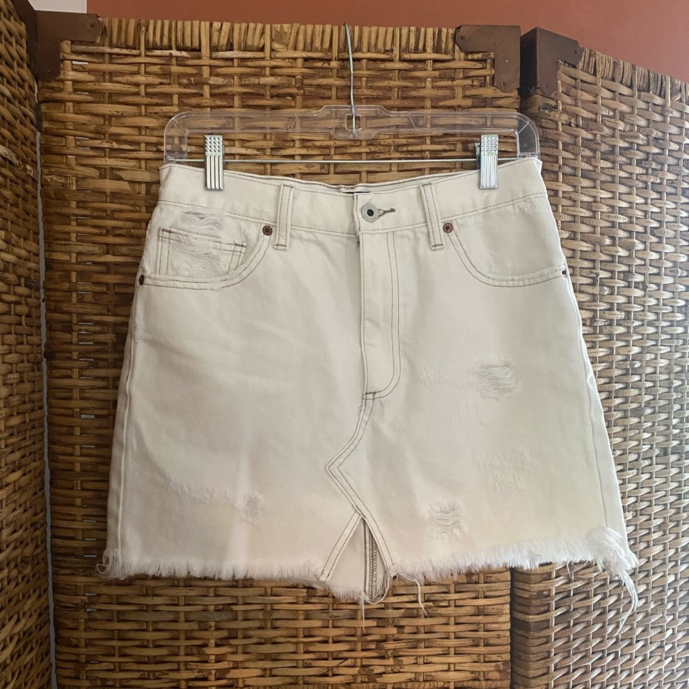 Lucky Brand White Mini Jean Skirt
